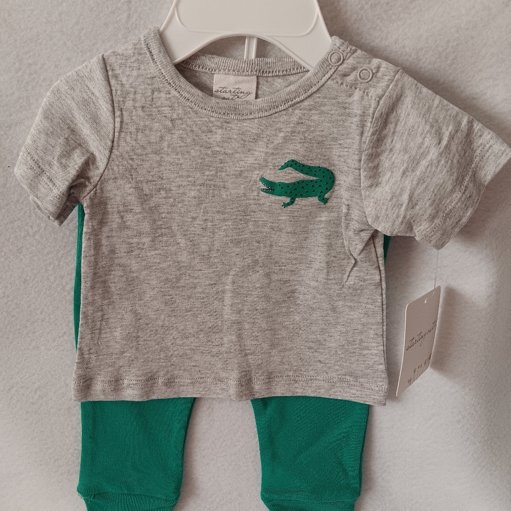 Gray and Green Baby Outfit